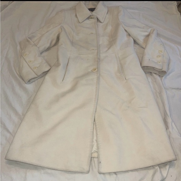 Anne Klein Women's Ivory Coat Size 10 Winter Outerwear Classic With Pockets - Picture 4 of 11